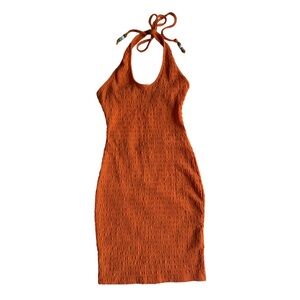Orange Halter Neck Dress